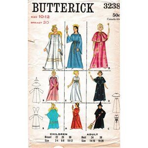Vintage Sewing PATTERN Butterick 3238, Girls 1965 Halloween Costumes, Queen Prin